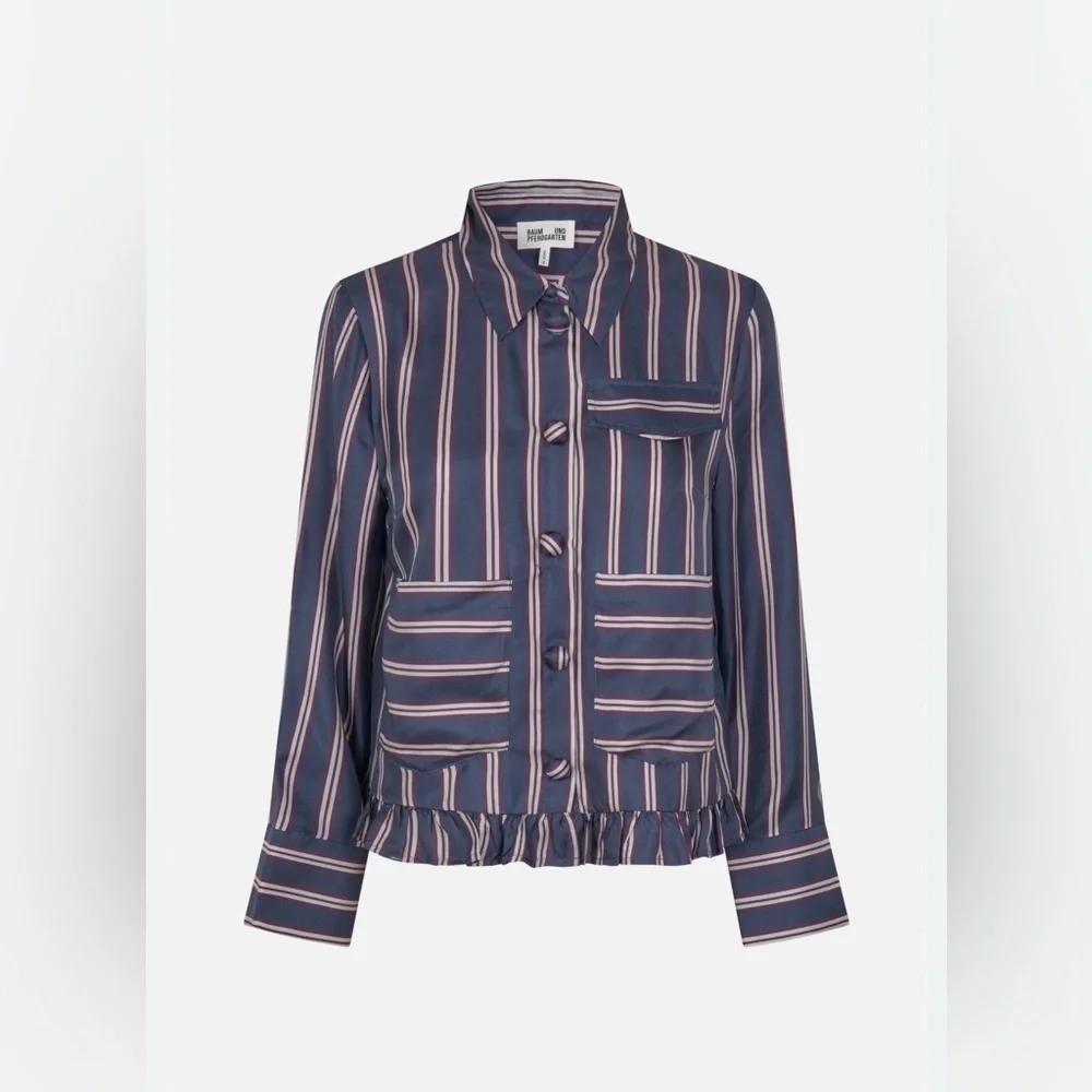 Baum und Pferdgarten Miluna Blouse Navy Plum Button Down Silk Shirt